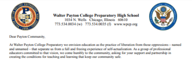 Letter to the School Community from&nbsp;faculty